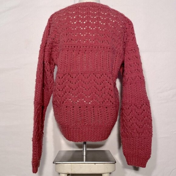 Handmade Women’s Hand Knit Pink V Neck Sweater L - Picture 8 of 10